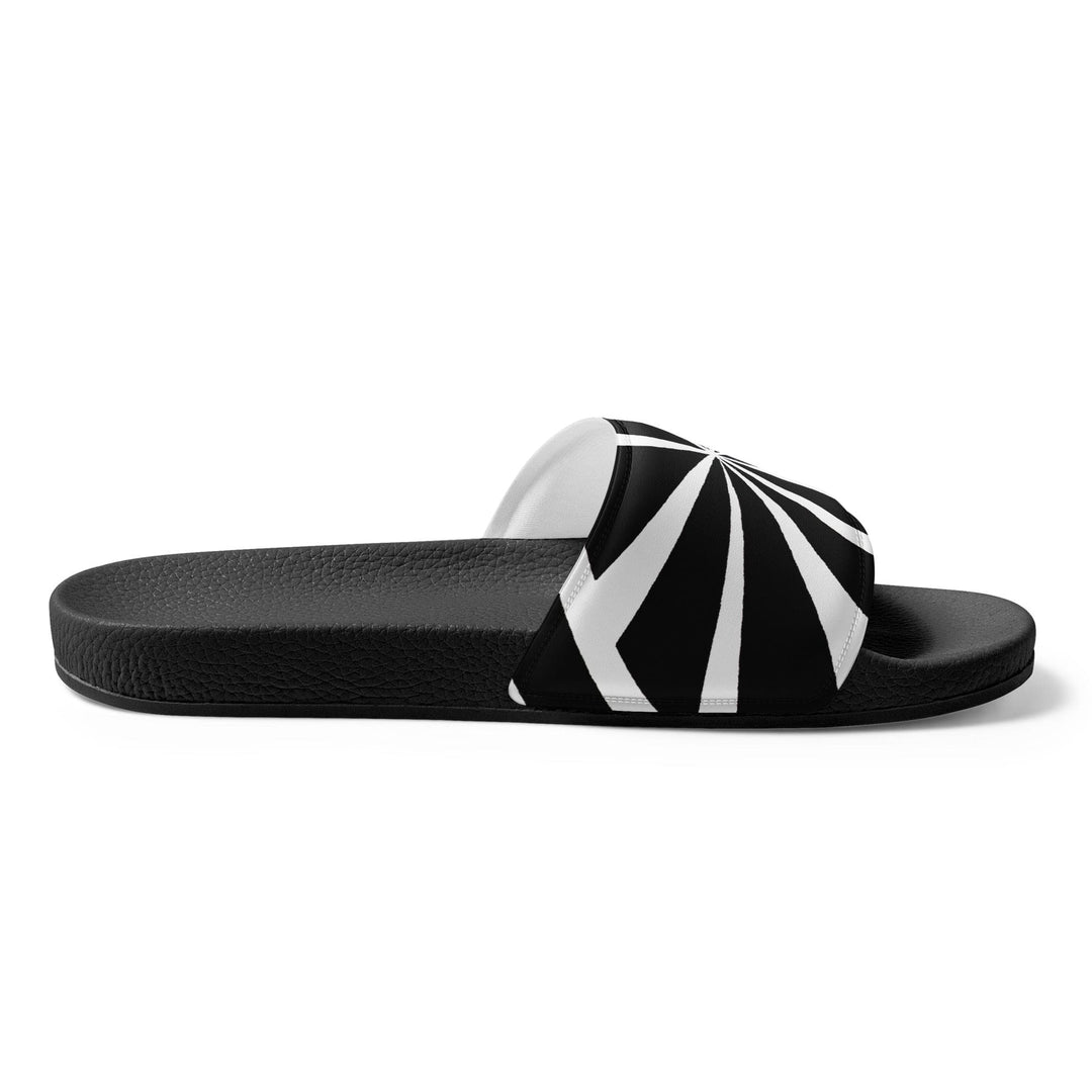 Mens Slide Sandals - Black and White Geometric Pattern 2 - Mens | Slides