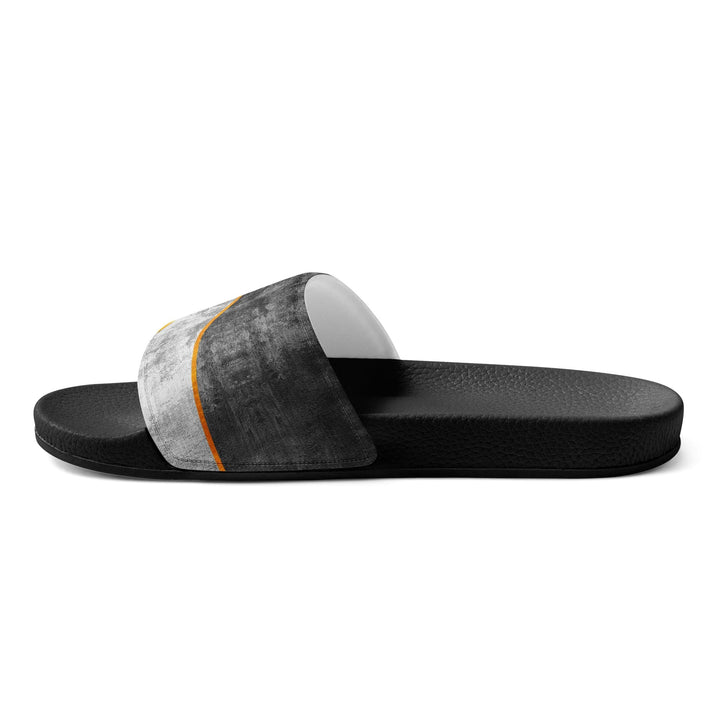 Mens Slide Sandals - Black Blue Grey Circular Geometric Print - Mens/Slides