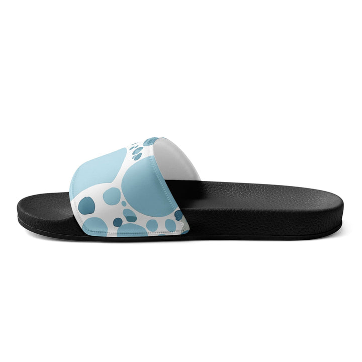 Mens Slide Sandals - Blue and White Circular Spotted Illustration - Mens/Slides