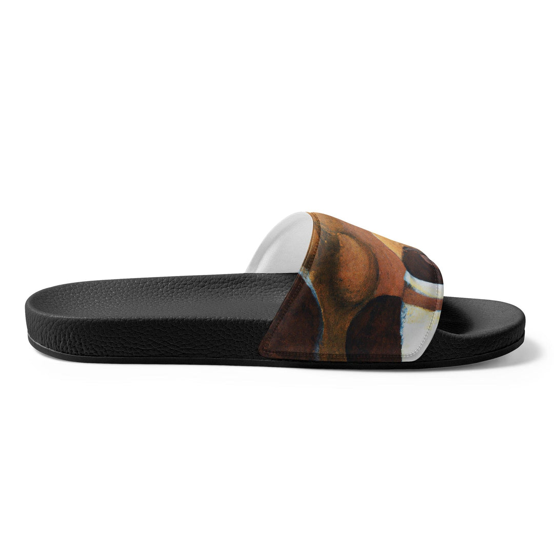 Mens Slide Sandals Brown White Stone Pattern - Mens | Slides