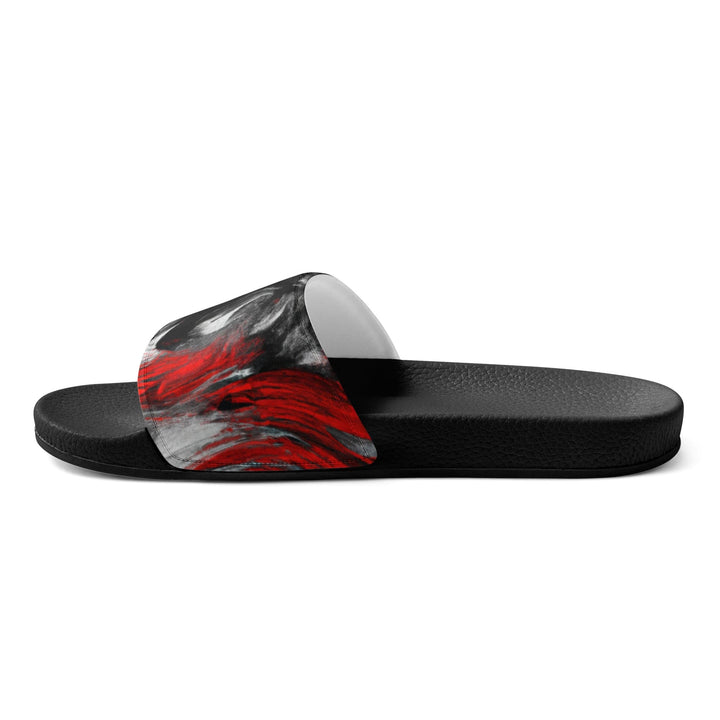 Mens Slide Sandals - Decorative Black Red White Abstract Seamless - Mens/Slides