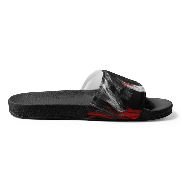 Mens Slide Sandals - Decorative Black Red White Abstract Seamless - Mens/Slides
