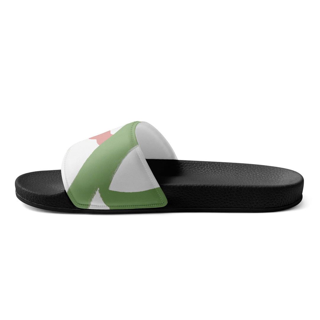 Mens Slide Sandals - Green Mauve Abstract Brush Stroke Pattern - Mens | Slides