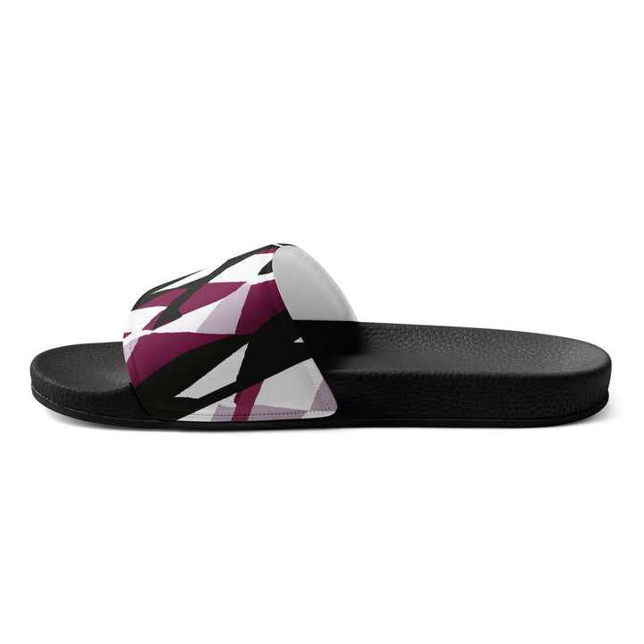 Mens Slide Sandals - Mauve Pink and Black Geometric Pattern - Mens/Slides