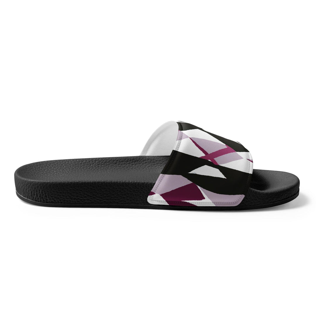 Mens Slide Sandals - Mauve Pink and Black Geometric Pattern - Mens/Slides