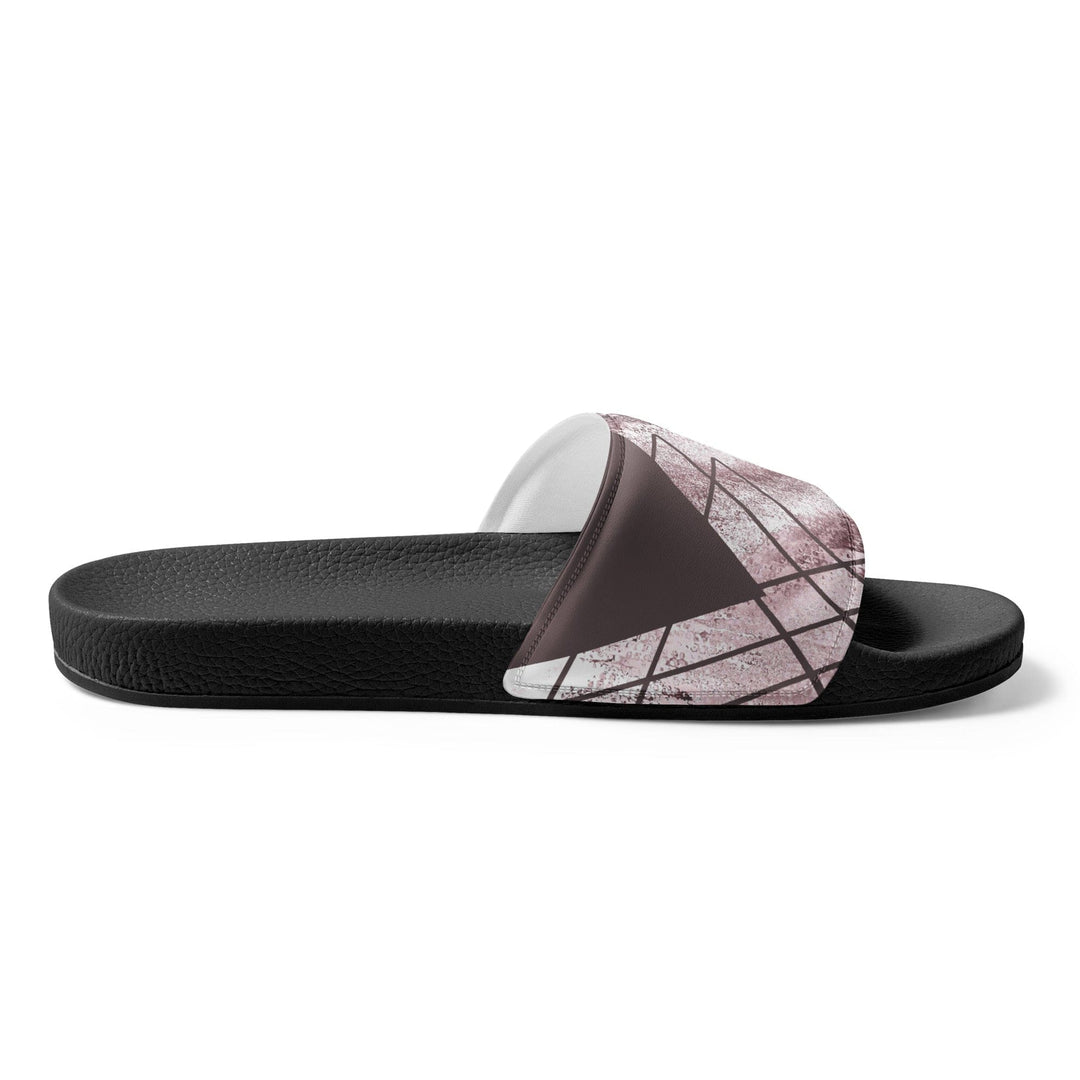 Mens Slide Sandals - Mauve Rose and White Triangular Colorblock - Mens/Slides