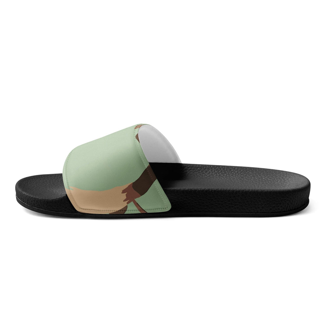 Mens Slide Sandals - Mint Green and Brown Spotted Illustration - Mens/Slides