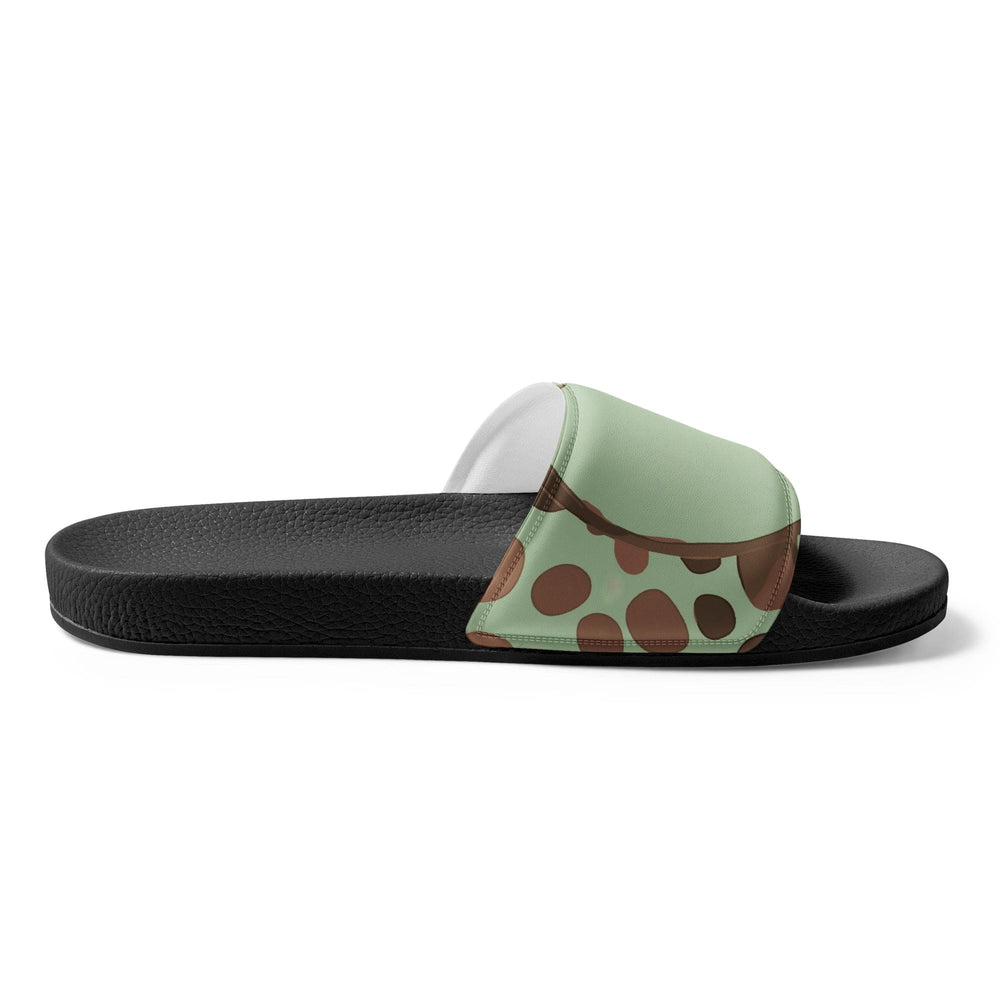 Mens Slide Sandals - Mint Green and Brown Spotted Illustration - Mens/Slides