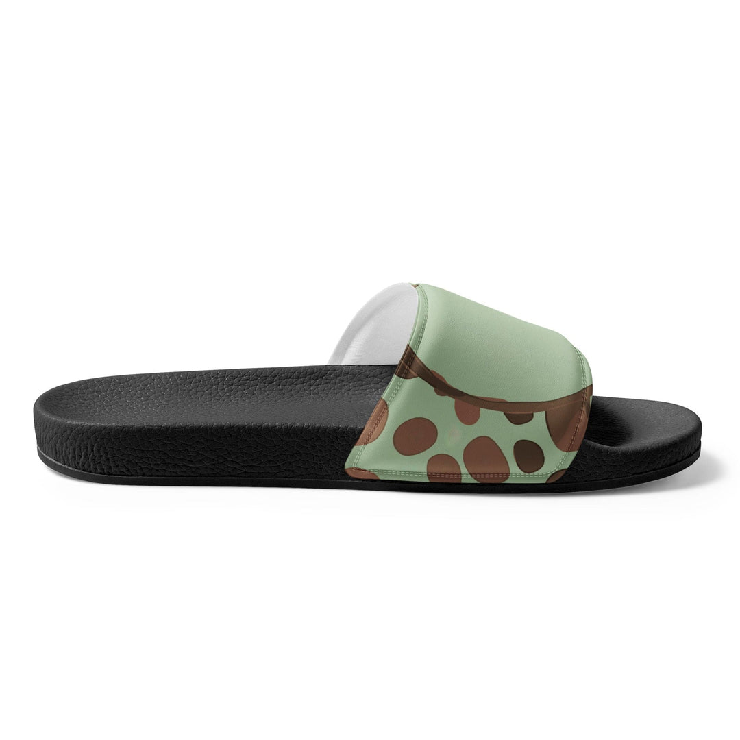 Mens Slide Sandals - Mint Green and Brown Spotted Illustration - Mens/Slides