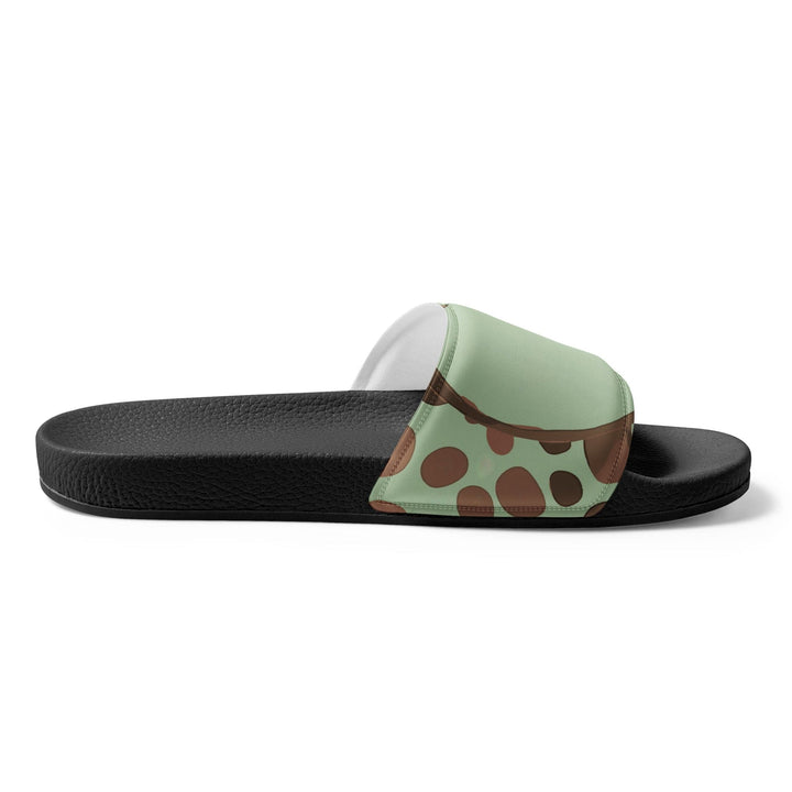 Mens Slide Sandals - Mint Green and Brown Spotted Illustration - Mens/Slides