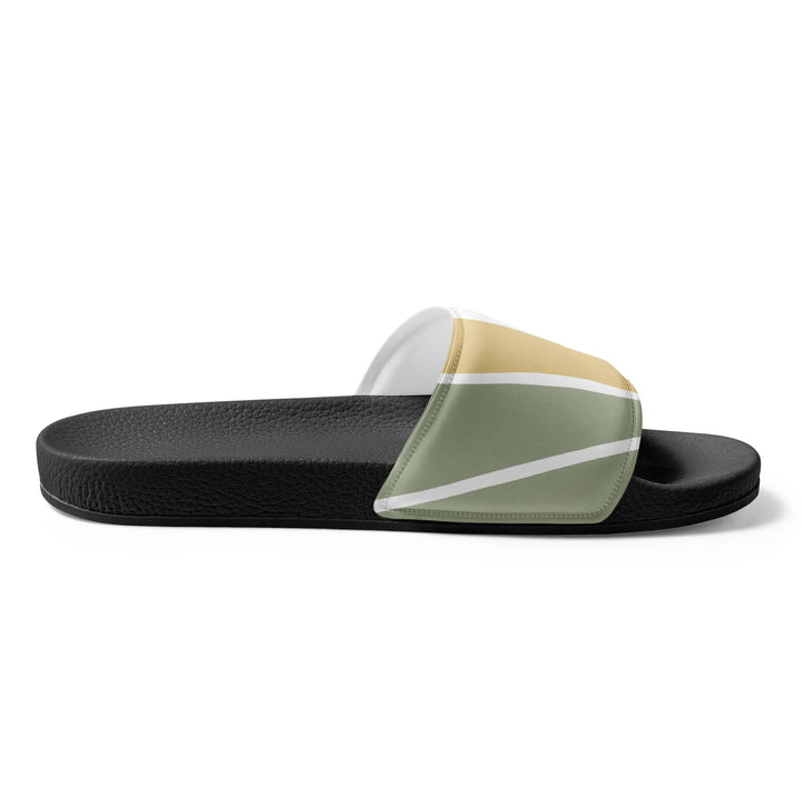 Mens Slide Sandals - Mint Green Geometric Lines Print - Mens/Slides