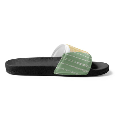 Mens Slide Sandals Mint Green Textured Look Boho Print - Mens | Slides