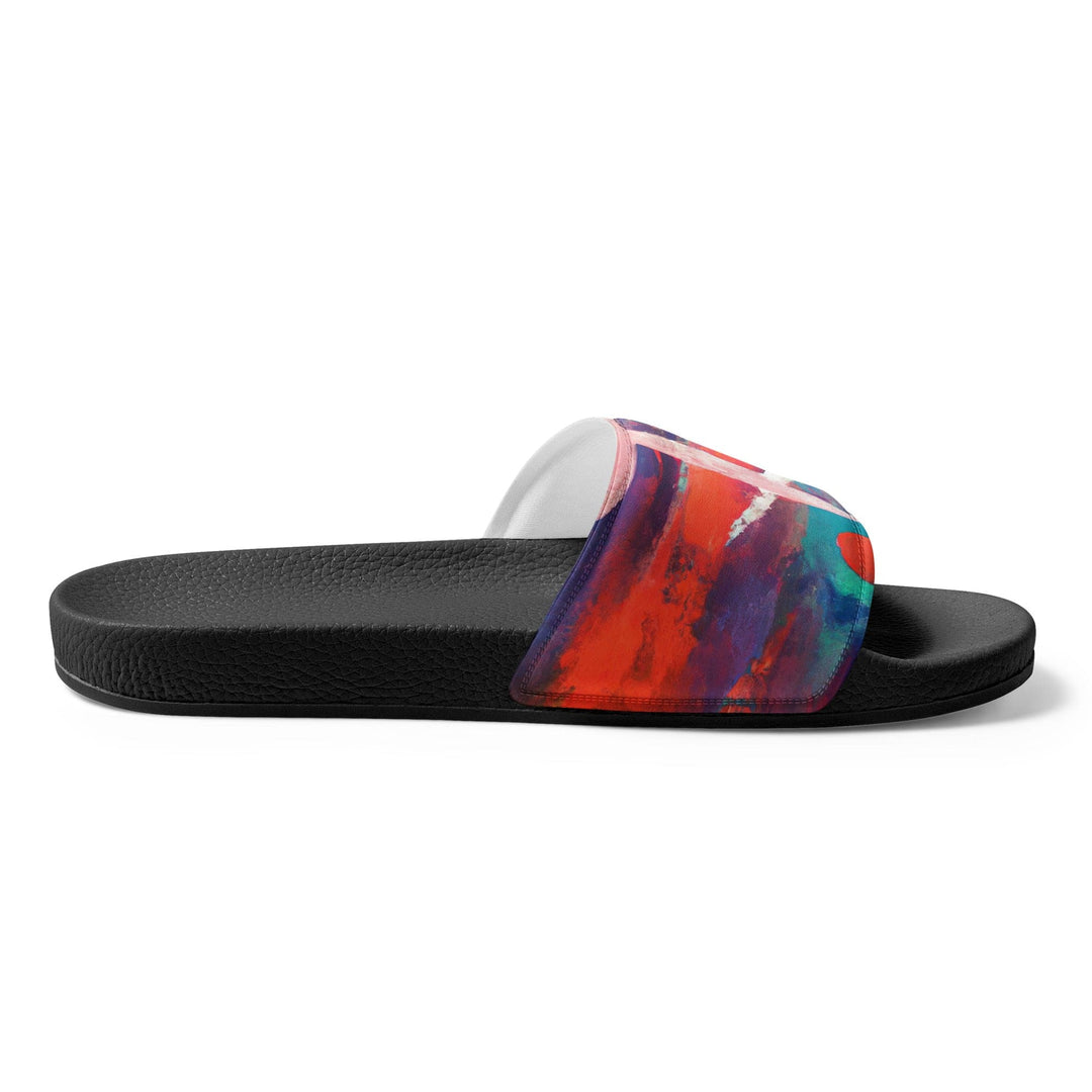 Mens Slide Sandals - Multicolor Abstract Expression Pattern - Mens/Slides