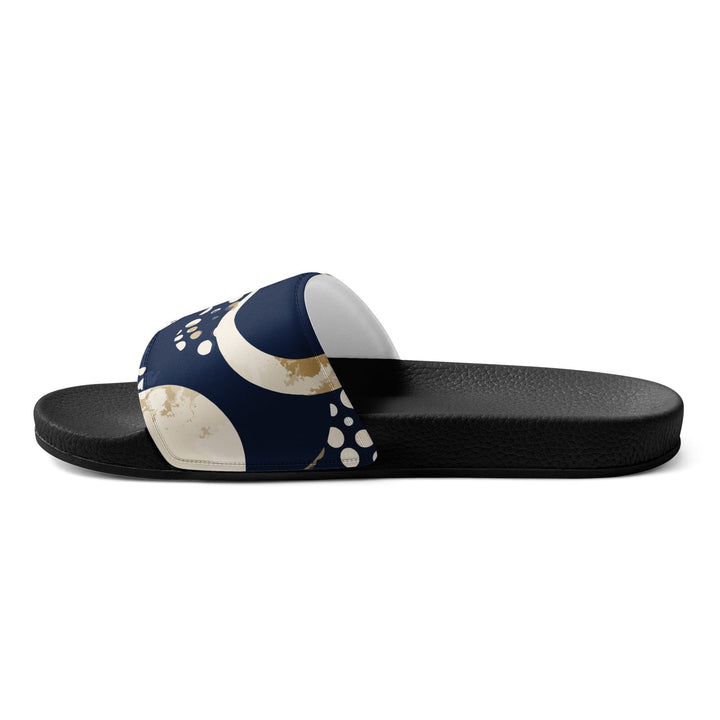 Mens Slide Sandals Navy Blue and Beige Spotted Illustration - Mens | Slides