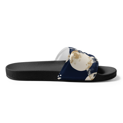 Mens Slide Sandals Navy Blue And Beige Spotted Illustration - Mens | Slides
