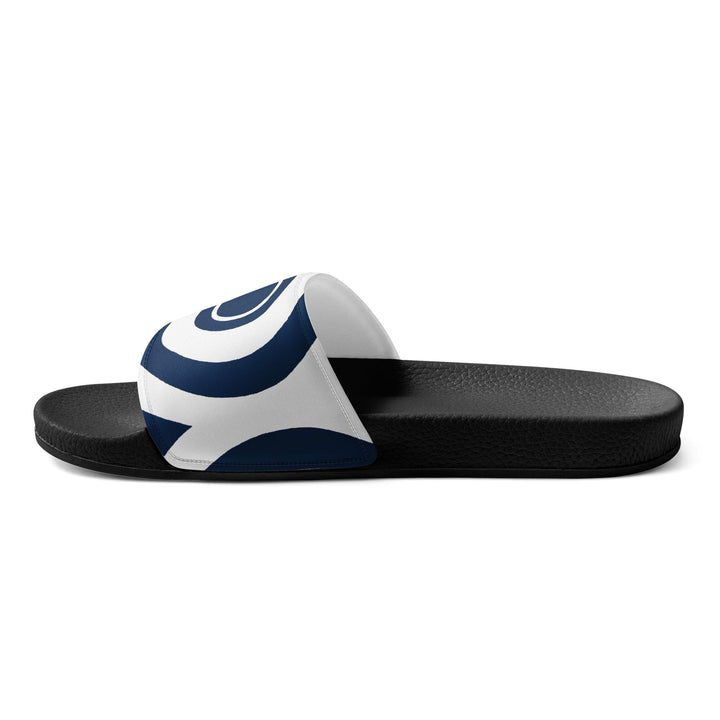 Mens Slide Sandals - Navy Blue and White Circular Pattern - Mens/Slides