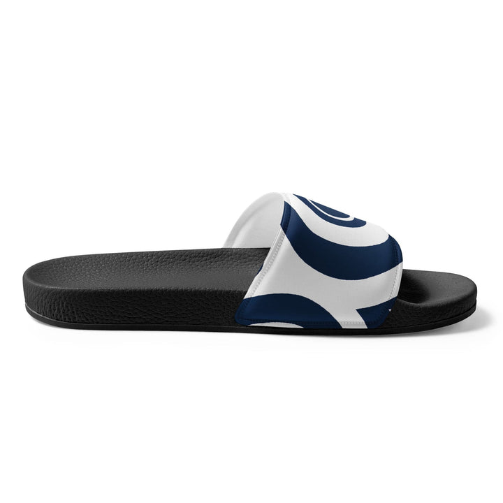 Mens Slide Sandals - Navy Blue and White Circular Pattern - Mens/Slides