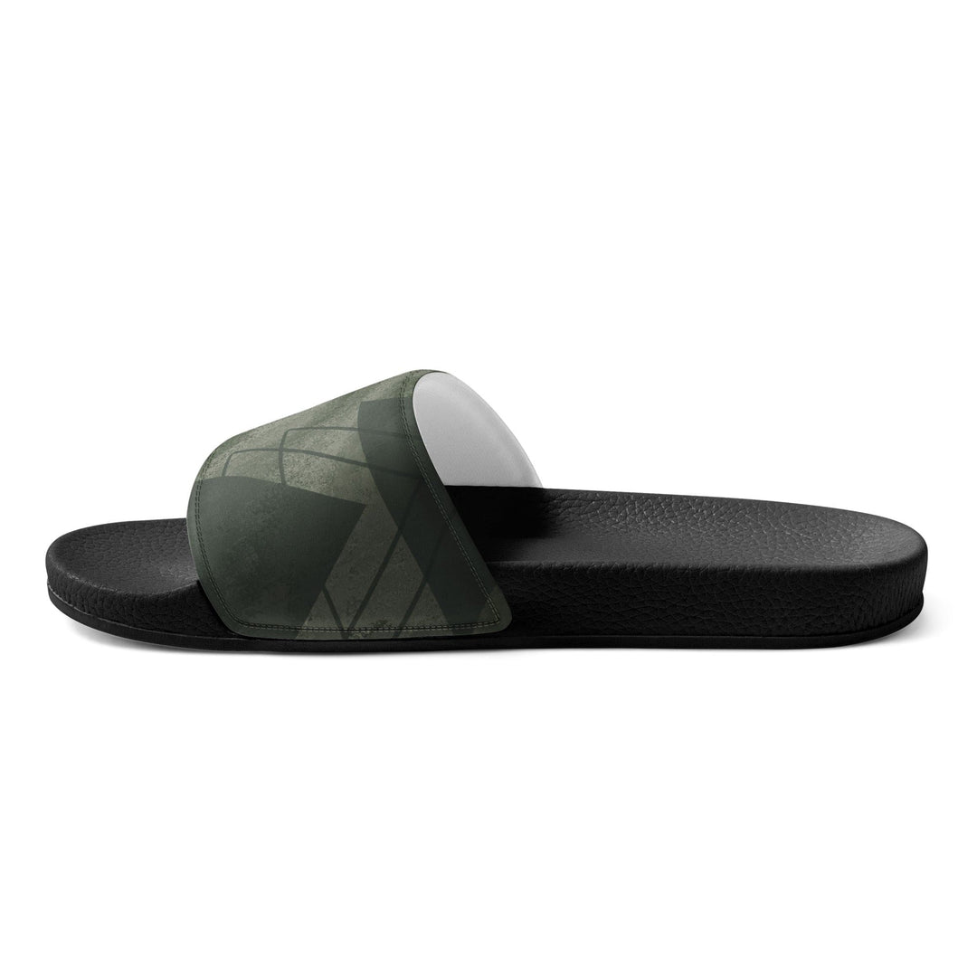 Mens Slide Sandals - Olive Green Triangular Colorblock - Mens/Slides