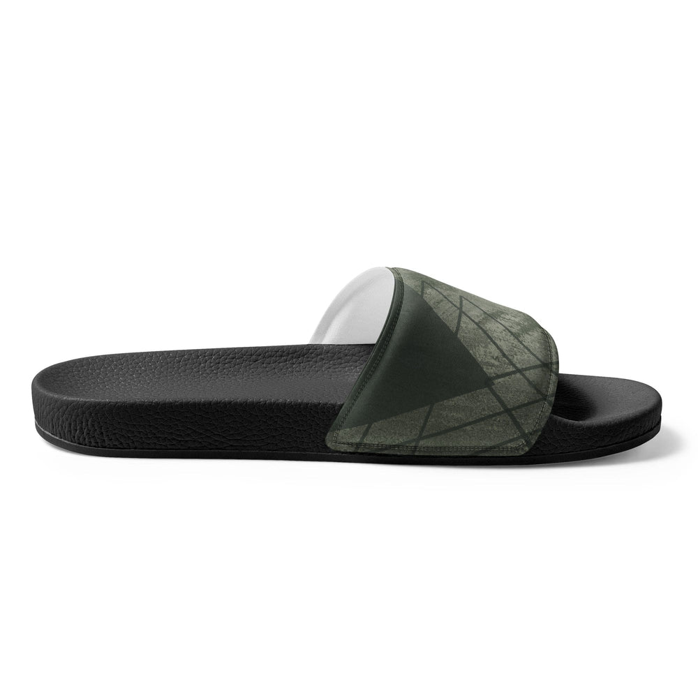 Mens Slide Sandals - Olive Green Triangular Colorblock - Mens/Slides