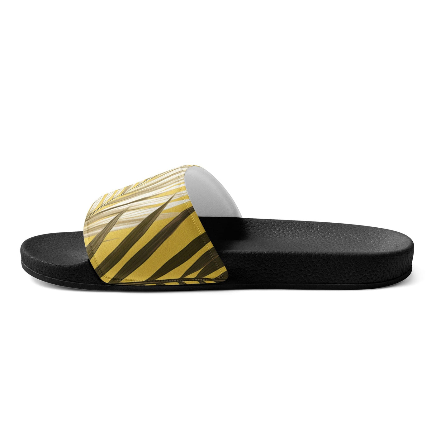 Mens Slide Sandals Palm Tree Brown And White Leaves With Yellow - Mens | Slides