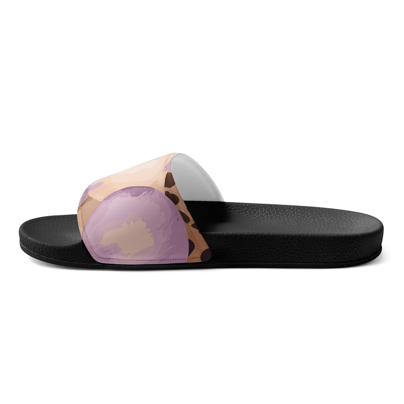 Mens Slide Sandals Purple Lavender And Brown Spotted Illustration - Mens
