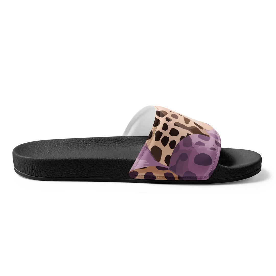 Mens Slide Sandals Purple Lavender and Brown Spotted Illustration - Mens