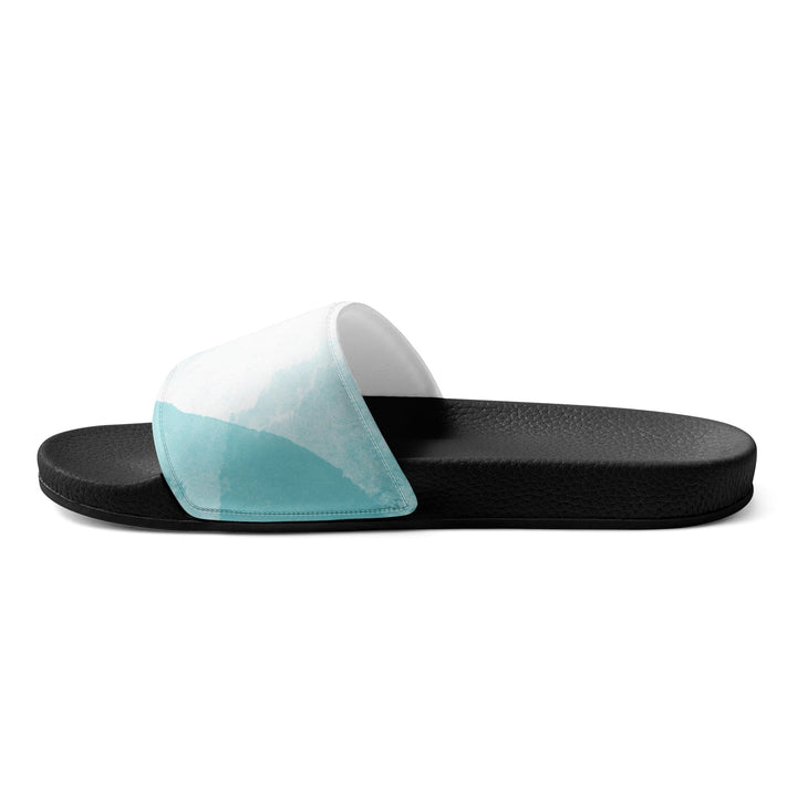 Mens Slide Sandals - Subtle Abstract Ocean Blue and White Print - Mens/Slides