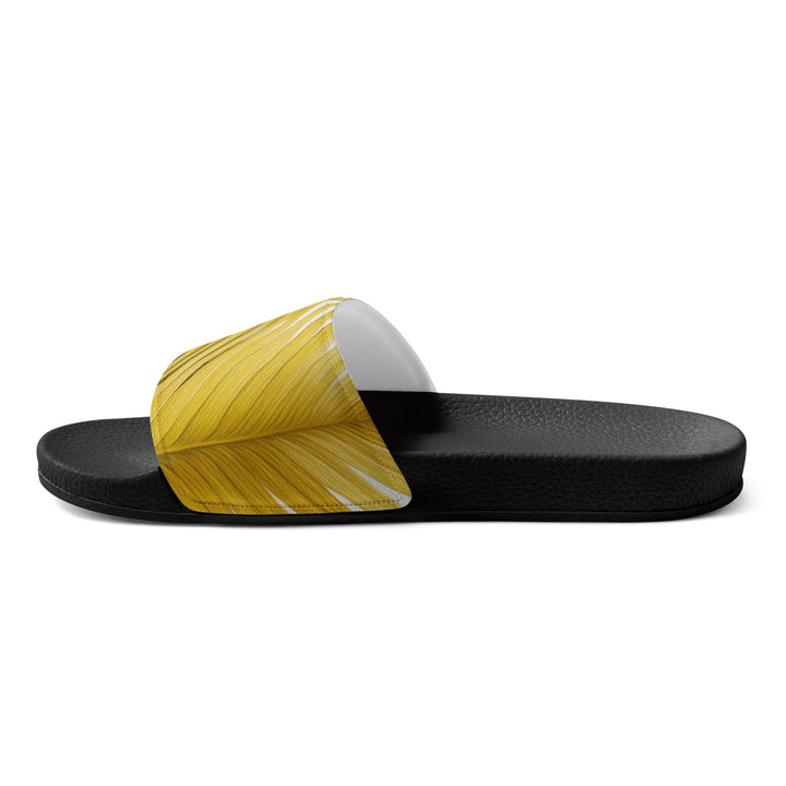 Mens Slide Sandals - Yellow Palm Tree Leaves Minimalist Art - Mens/Slides