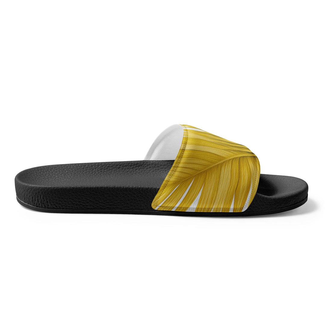 Mens Slide Sandals - Yellow Palm Tree Leaves Minimalist Art - Mens/Slides
