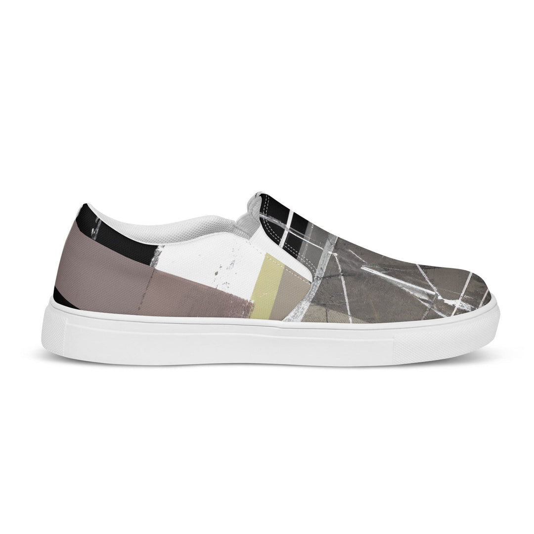 Mens Slip-on Canvas Shoes Abstract Brown Geometric Shapes