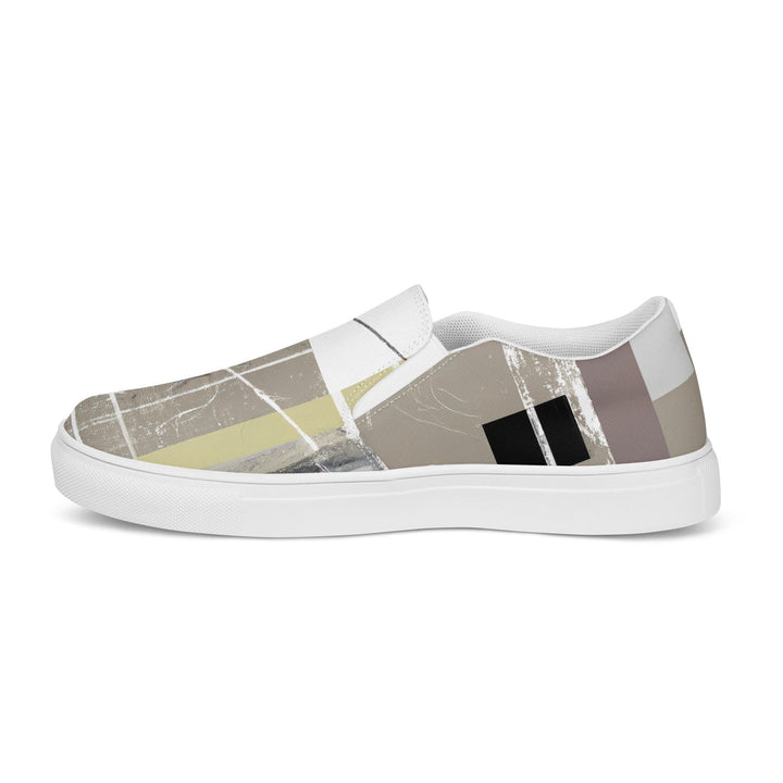 Mens Slip-on Canvas Shoes Abstract Brown Geometric Shapes