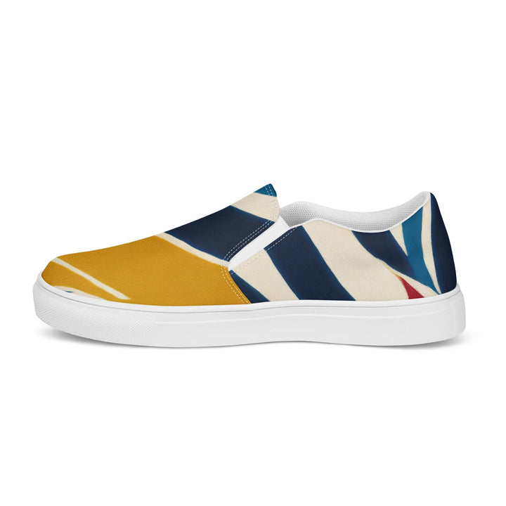 Mens Slip-on Canvas Shoes Abstract Multicolor Swirl Line Pattern 78386