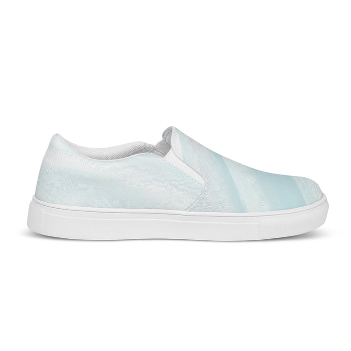 Mens Slip-on Canvas Shoes Abstract Sky Blue Swirl Pattern 6390