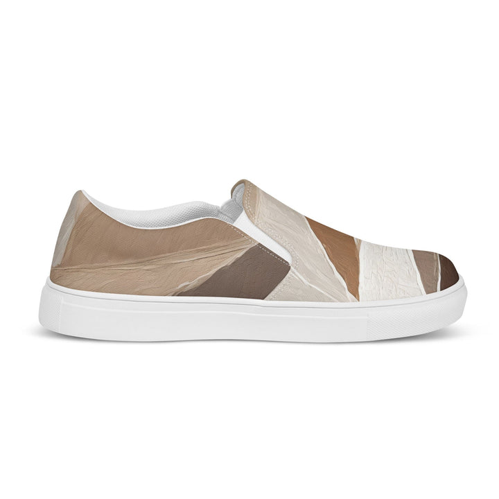Mens Slip-on Canvas Shoes Abstract Taupe Brown Textured Pattern 93796