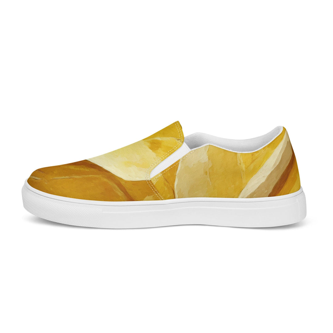 Mens Slip-on Canvas Shoes Abstract Yellow Textured Pattern 78476