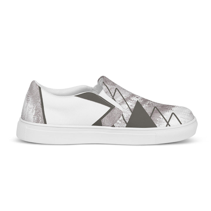 Mens Slip-on Canvas Shoes Ash Grey and White Triangular Colorblock