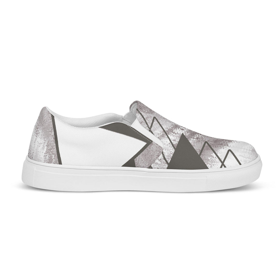 Mens Slip-on Canvas Shoes Ash Grey and White Triangular Colorblock