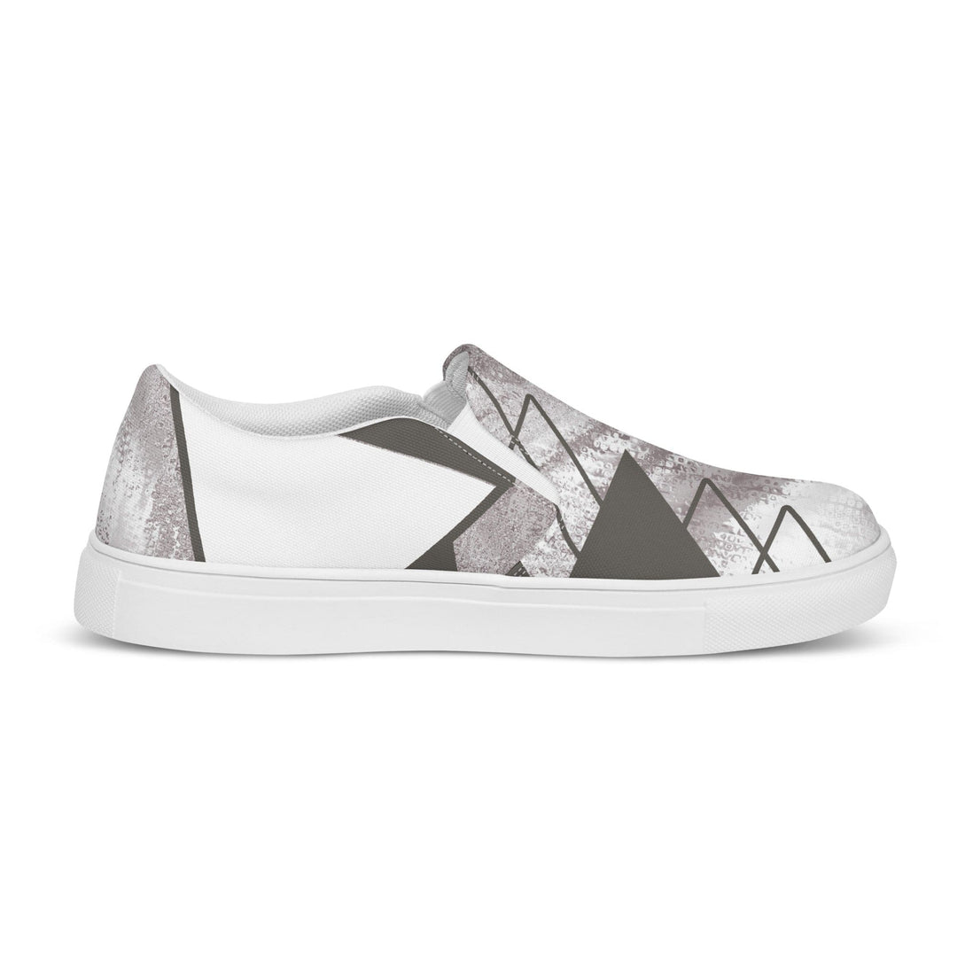 Mens Slip-on Canvas Shoes Ash Grey and White Triangular Colorblock