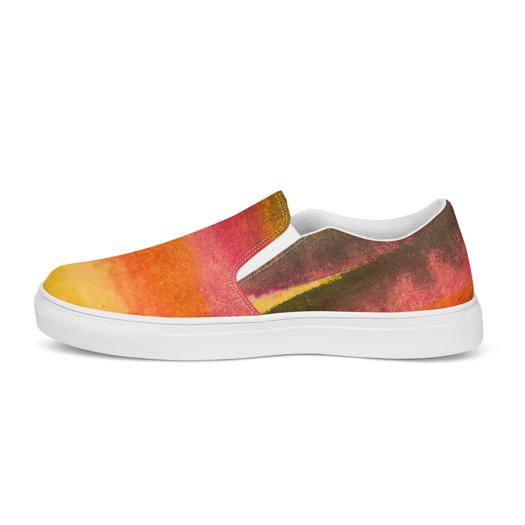 Mens Slip-on Canvas Shoes Autumn Fall Watercolor Abstract Print