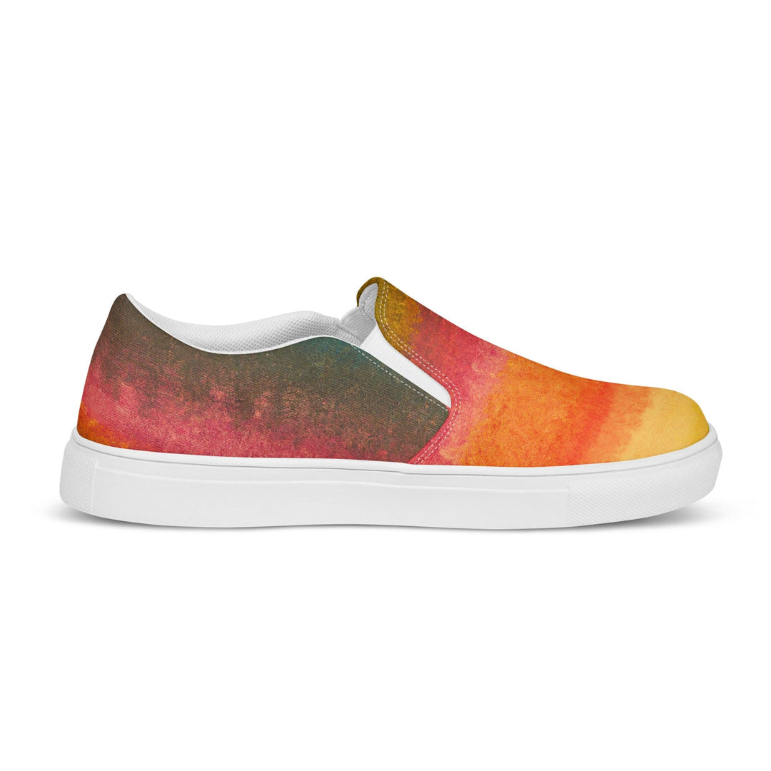 Mens Slip-on Canvas Shoes Autumn Fall Watercolor Abstract Print