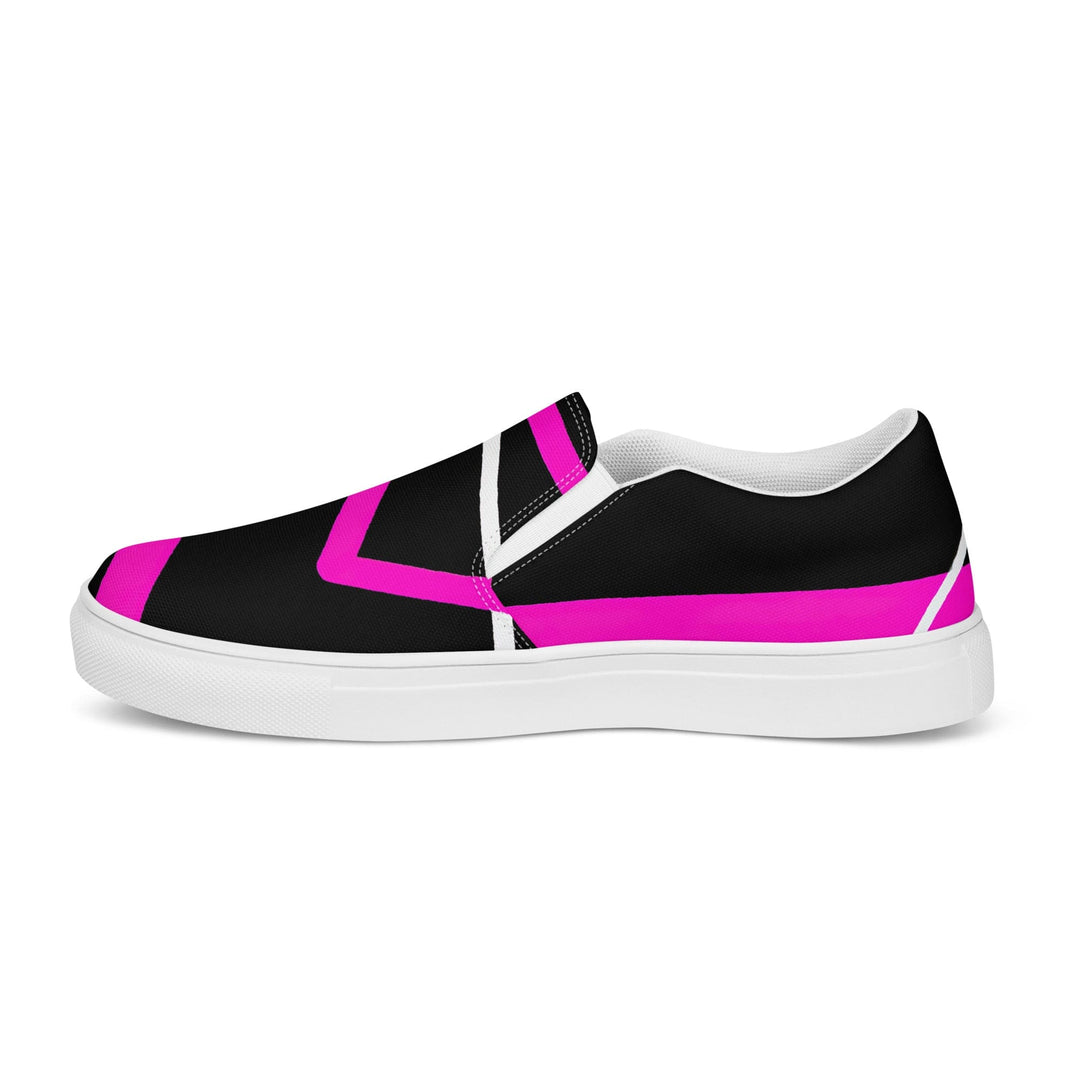 Mens Slip-on Canvas Shoes Black and Pink Pattern 2