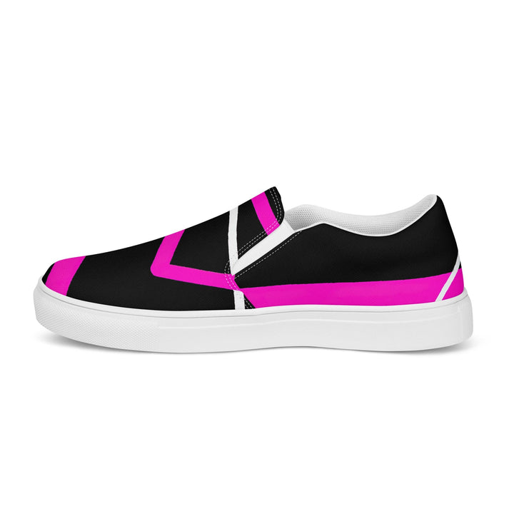 Mens Slip-on Canvas Shoes Black and Pink Pattern 2