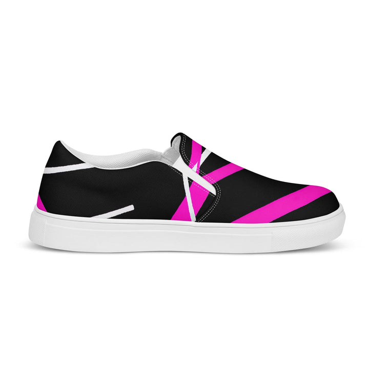 Mens Slip-on Canvas Shoes Black and Pink Pattern 2