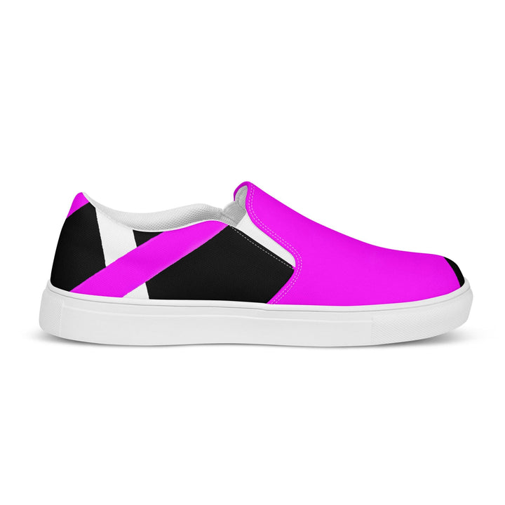 Mens Slip-on Canvas Shoes Black and Pink Pattern