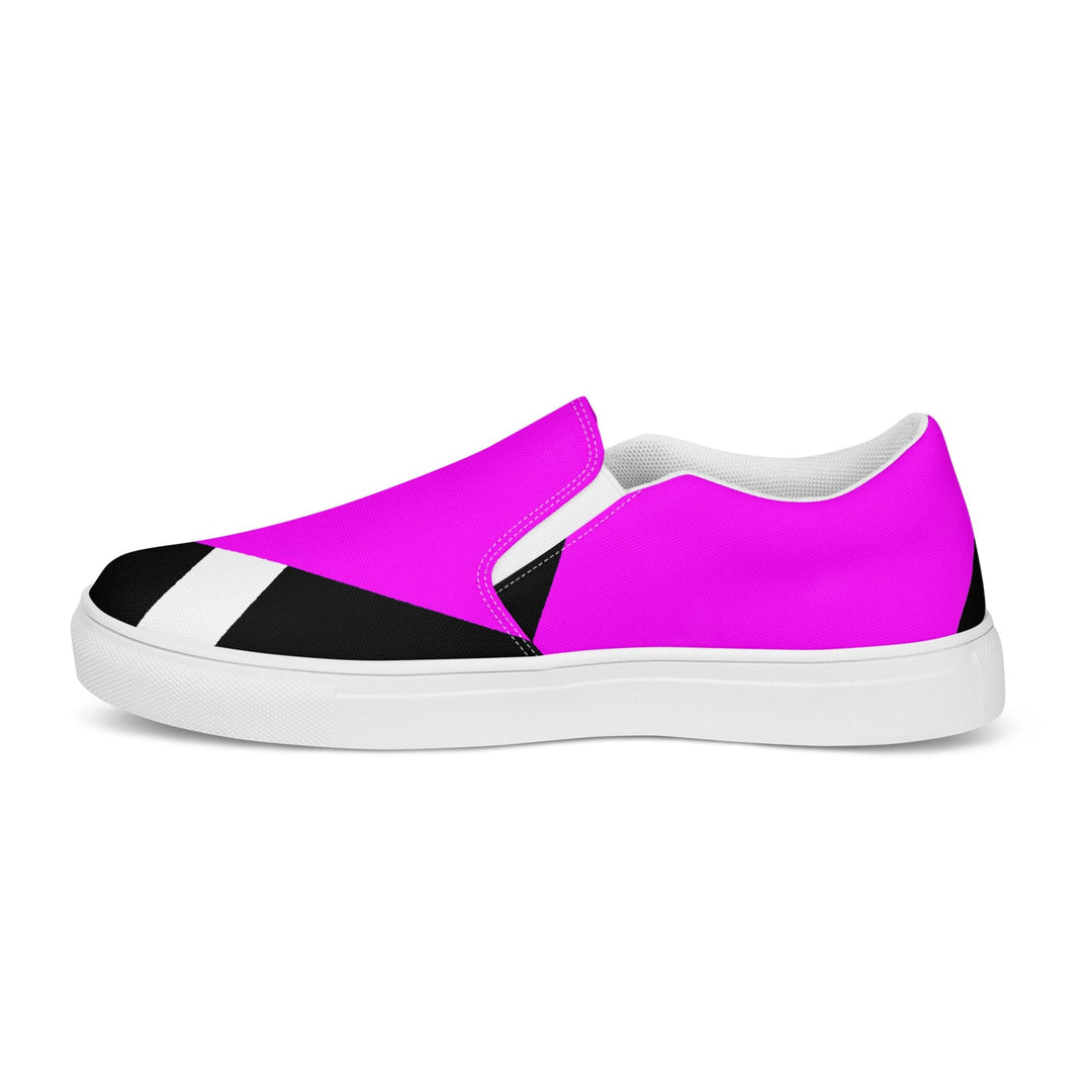 Mens Slip-on Canvas Shoes Black and Pink Pattern