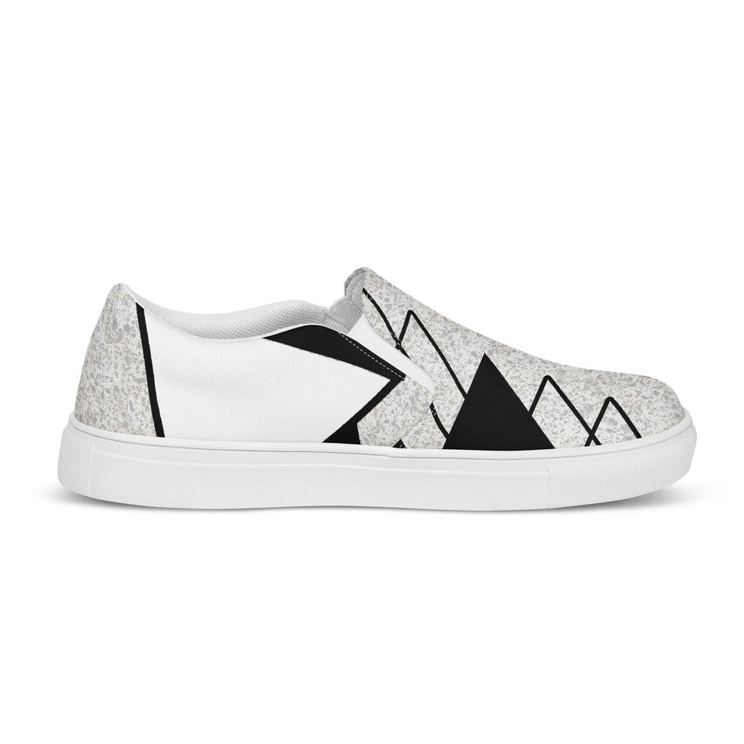 Mens Slip-on Canvas Shoes Black and White Ash Grey Triangular