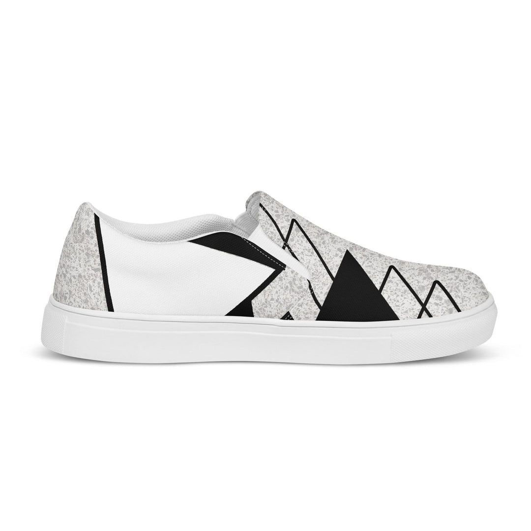 Mens Slip-on Canvas Shoes Black and White Ash Grey Triangular