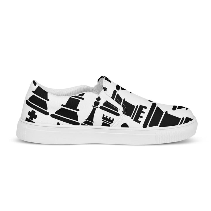 Mens Slip-on Canvas Shoes Black and White Chess Print