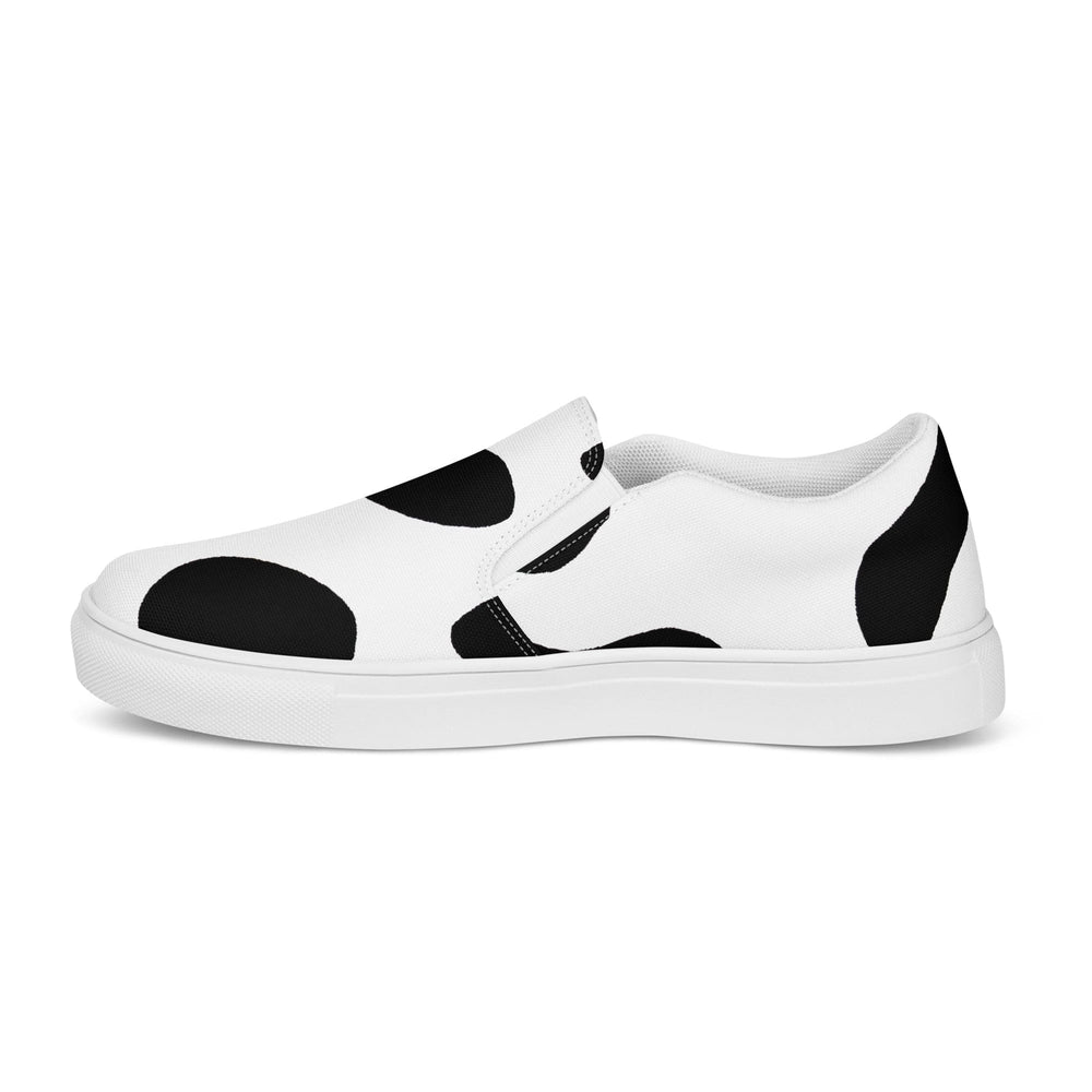Mens Slip-on Canvas Shoes Black And White Cow Print