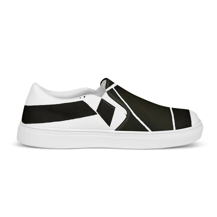 Mens Slip-on Canvas Shoes Black and White Geometric Pattern